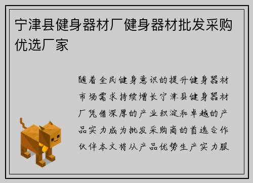宁津县健身器材厂健身器材批发采购优选厂家